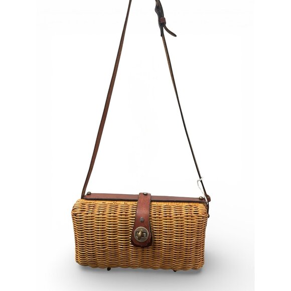 Vintage Etienne Aigner Wicker Leather Shoulder Bag with Twist-lock - Picture 5 of 8